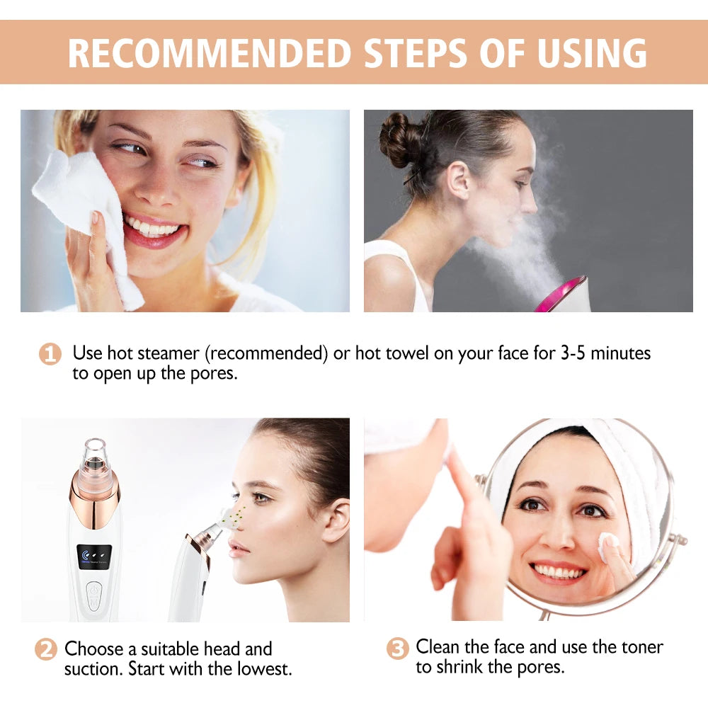 3 Suction Mode Blackhead Remover Face Cleansing Beauty Machine Dead Skin Remover Face Vacuum Blackhead Removal Skin Care Tool