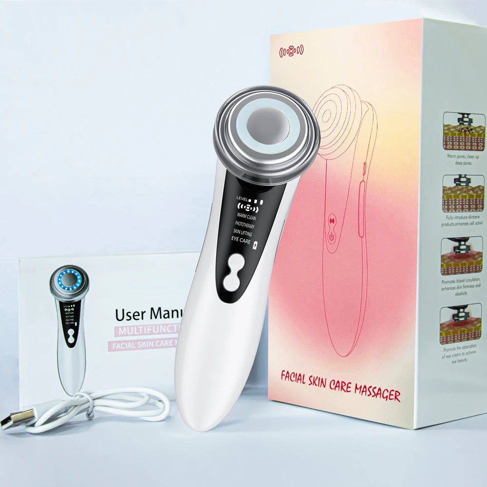 5 In 1 EMS Facial Massager LED Light Sonic Ion Vibration Skin Tightening Face Lifting Anti Wrinkle Beauty Device Skin Care Tool