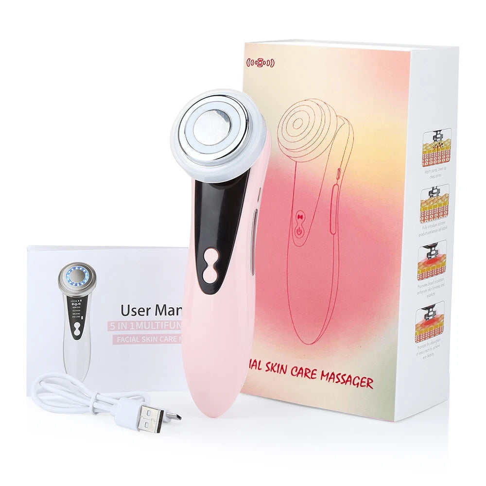 5 In 1 EMS Facial Massager LED Light Sonic Ion Vibration Skin Tightening Face Lifting Anti Wrinkle Beauty Device Skin Care Tool