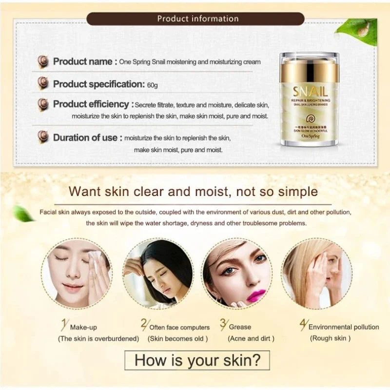 Skincare Set Snail Collagen Cream Anti Aging Whiten Skin Face Cream