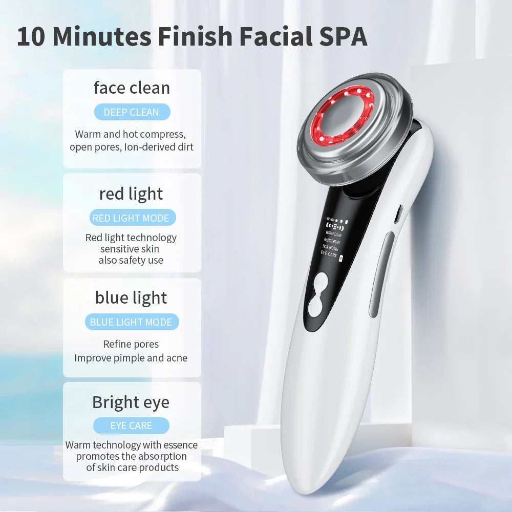 5 In 1 EMS Facial Massager LED Light Sonic Ion Vibration Skin Tightening Face Lifting Anti Wrinkle Beauty Device Skin Care Tool