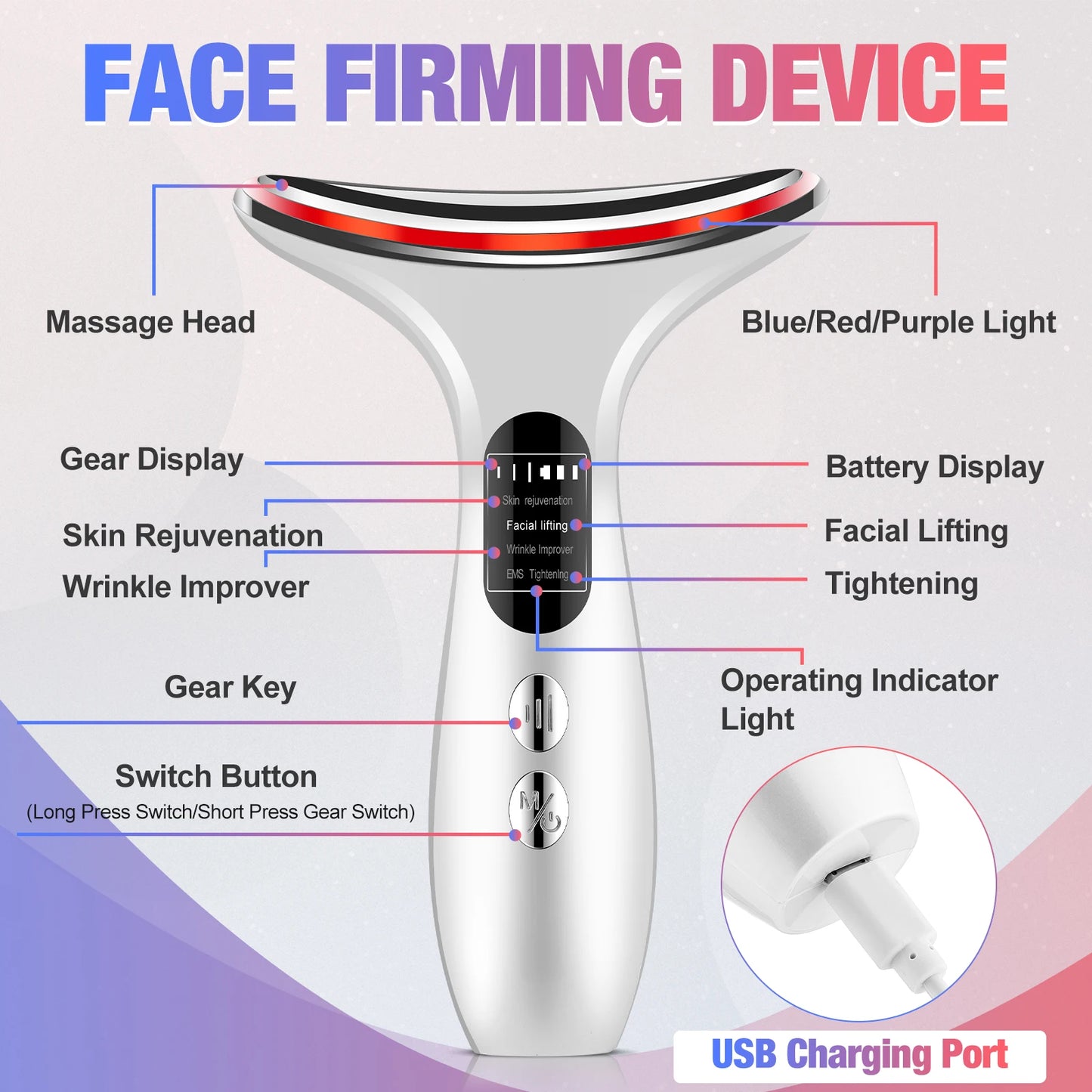 EMS Face Neck Lift Beauty Device Facial Massager